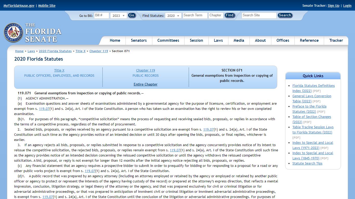 Chapter 119 Section 071 - 2020 Florida Statutes - The Florida Senate